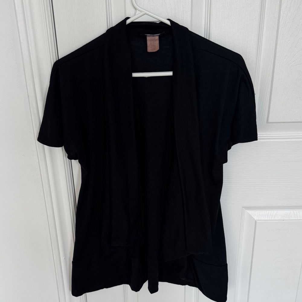 Elegant Black Open Front Cardigan